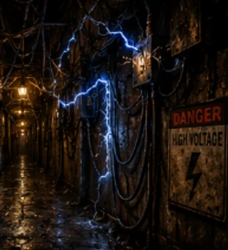 Electrocution Alley scene at The Holly Lane Haunt