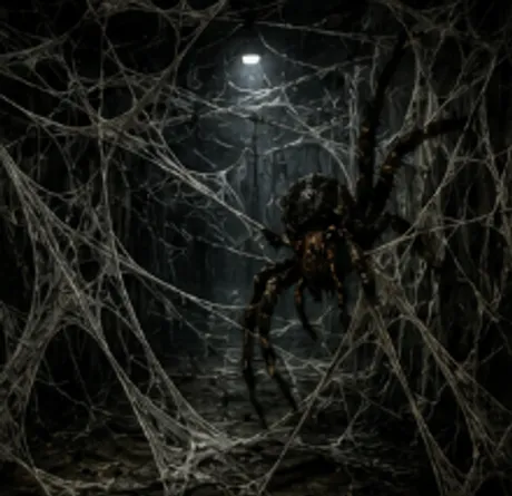 Suicide By Spider scene at The Holly Lane Haunt